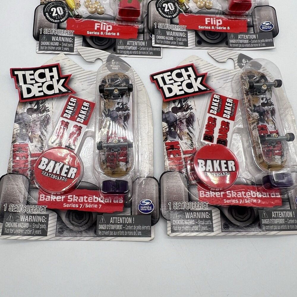 Tech Deck 7,8 Series Fingerboard Lot of 5 X2 Baker X2 Flip X1 Blind